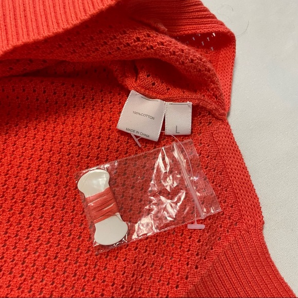 New IMMA Inlet Cotton V-Neck Orange Sweater Size L - Picture 8 of 10